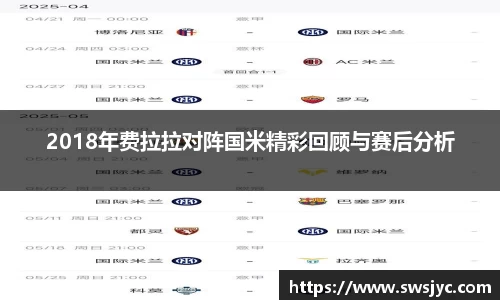 2018年费拉拉对阵国米精彩回顾与赛后分析